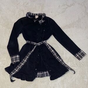 Black Ruffled Coat with Plaid Accents (Small)